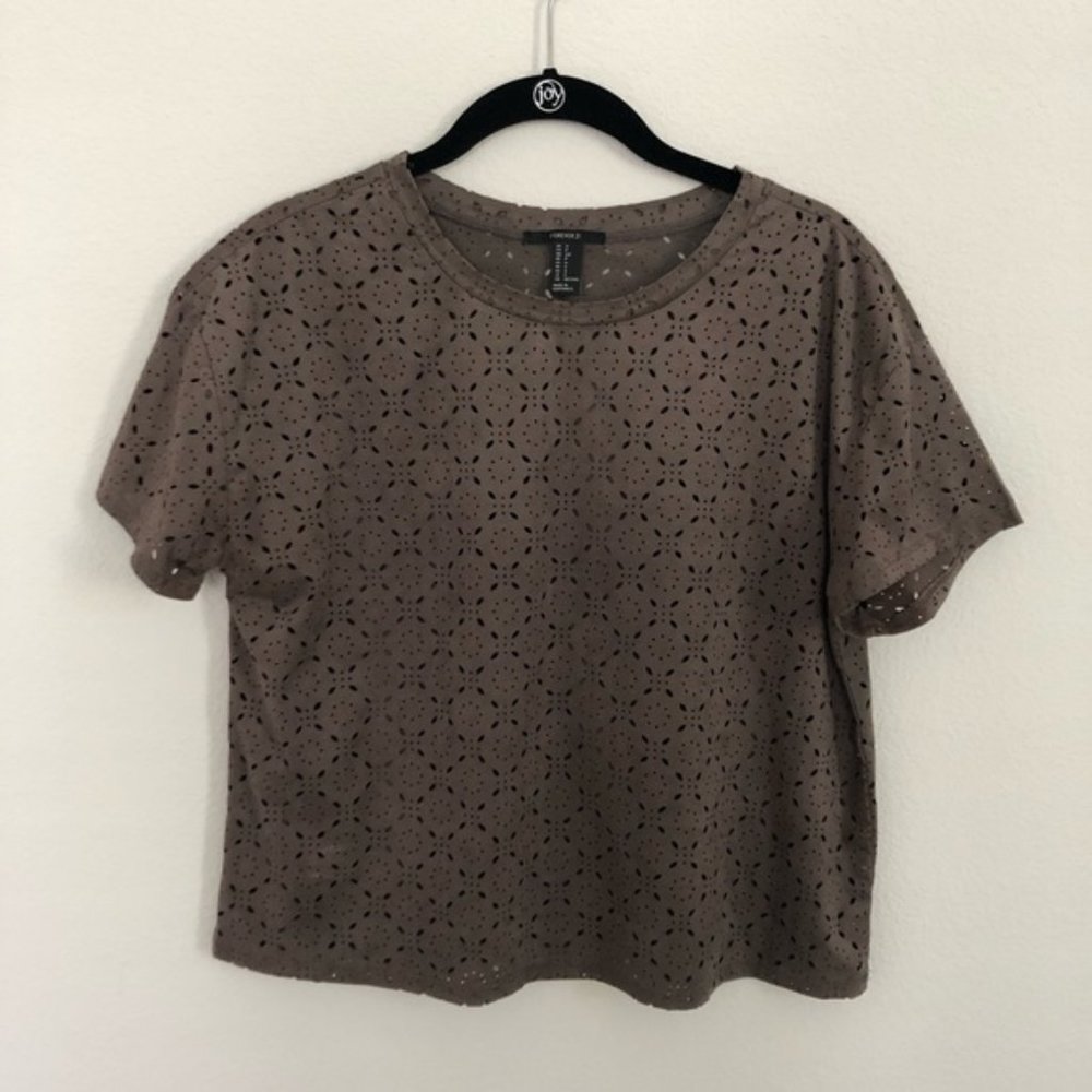 Laser cut suede top